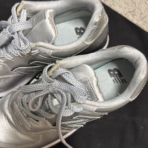 New Balance Metallic Silver Sneakers